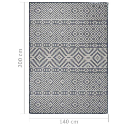 vidaXL Outdoor Flatweave Rug 140x200 cm Blue Stripes