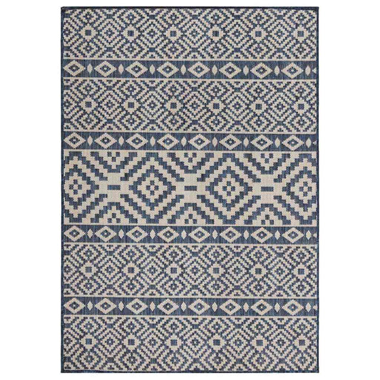 vidaXL Outdoor Flatweave Rug 160x230 cm Blue Stripes
