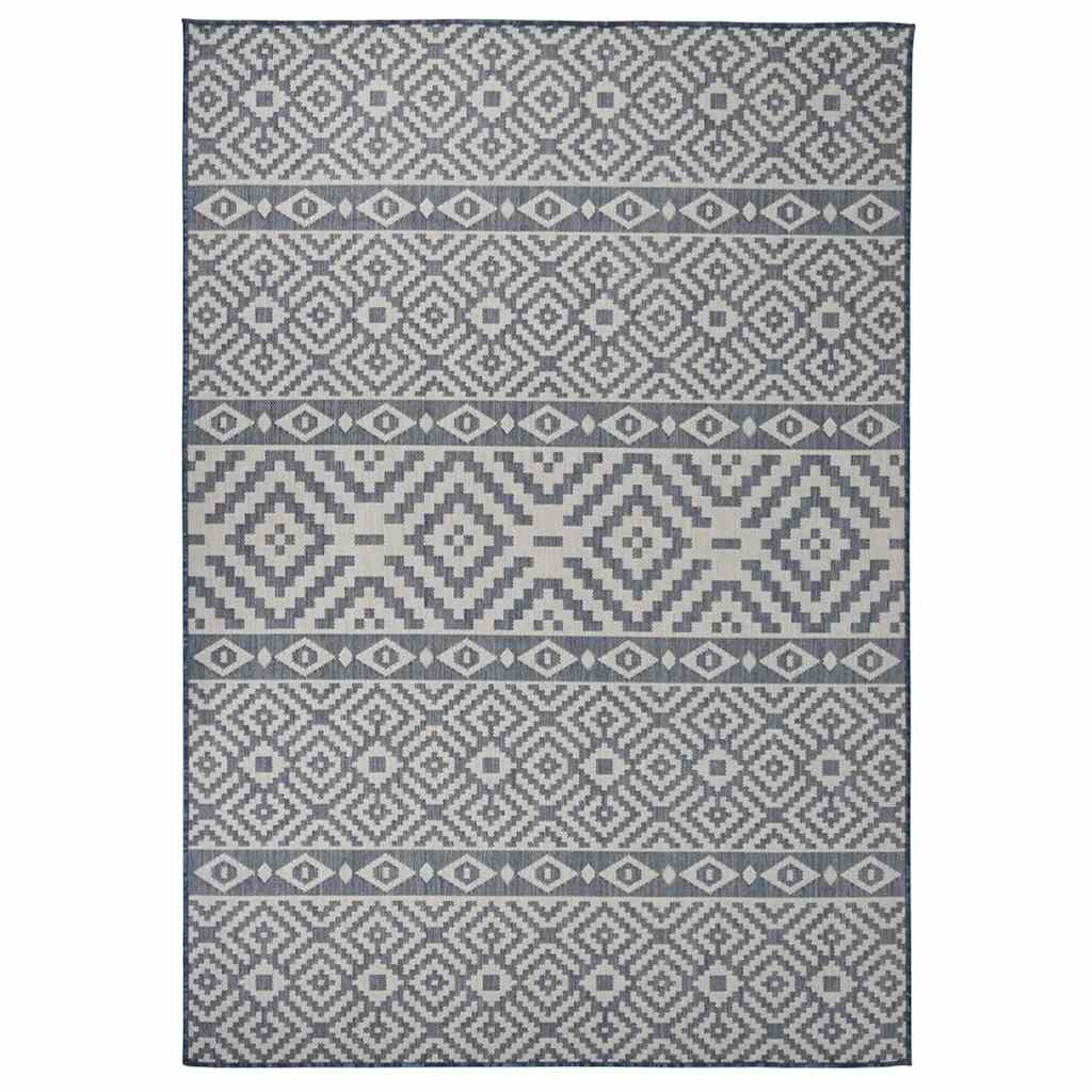vidaXL Outdoor Flatweave Rug 160x230 cm Blue Stripes