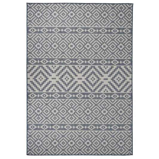 vidaXL Outdoor Flatweave Rug 160x230 cm Blue Stripes