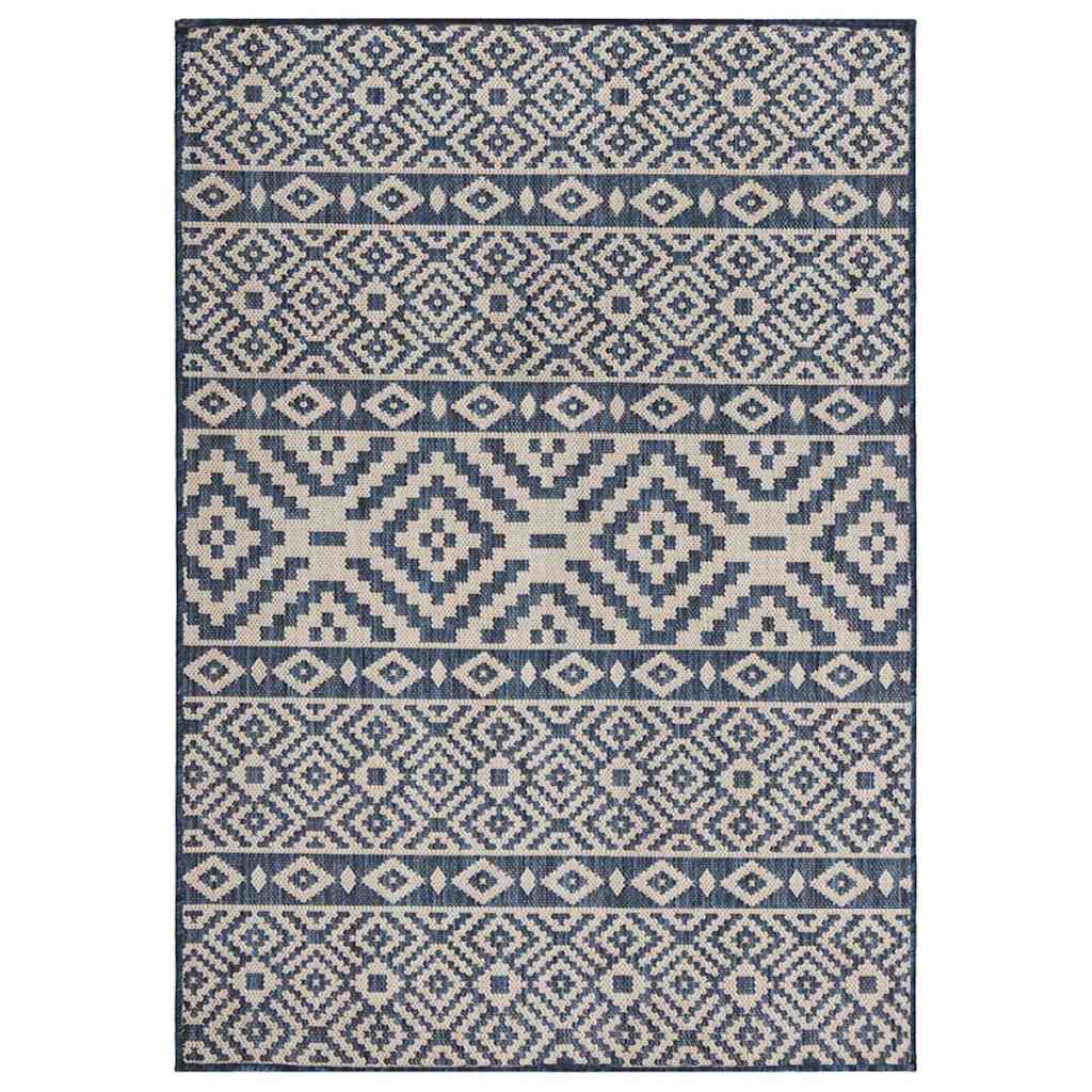 vidaXL Outdoor Flatweave Rug 160x230 cm Blue Stripes