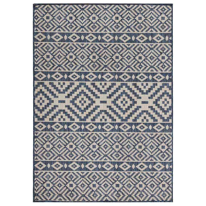 vidaXL Outdoor Flatweave Rug 160x230 cm Blue Stripes