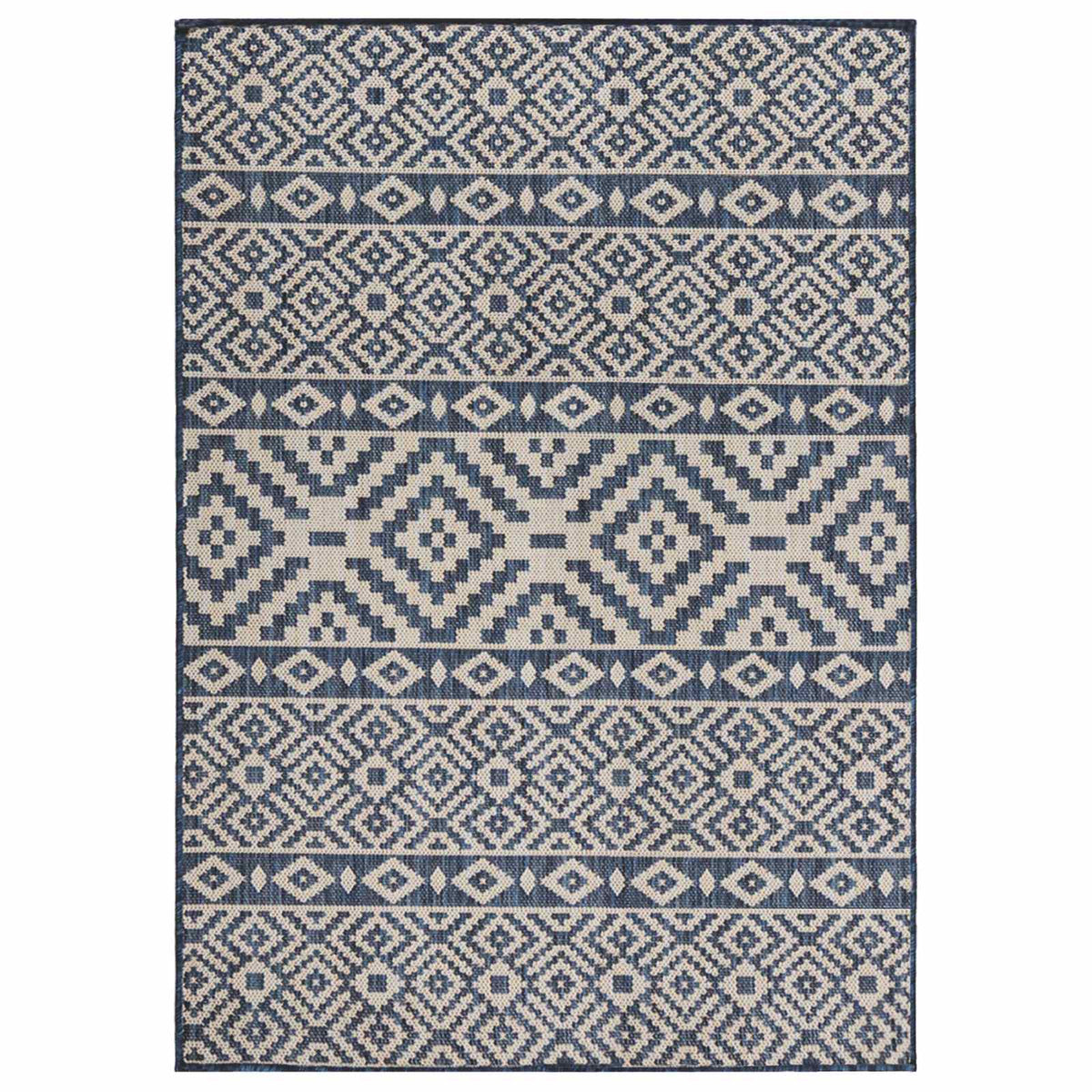 vidaXL Outdoor Flatweave Rug 160x230 cm Blue Stripes