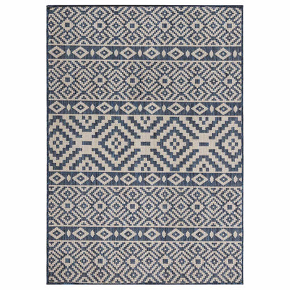 vidaXL Outdoor Flatweave Rug 160x230 cm Blue Stripes
