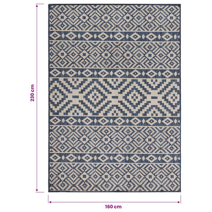 vidaXL Outdoor Flatweave Rug 160x230 cm Blue Stripes