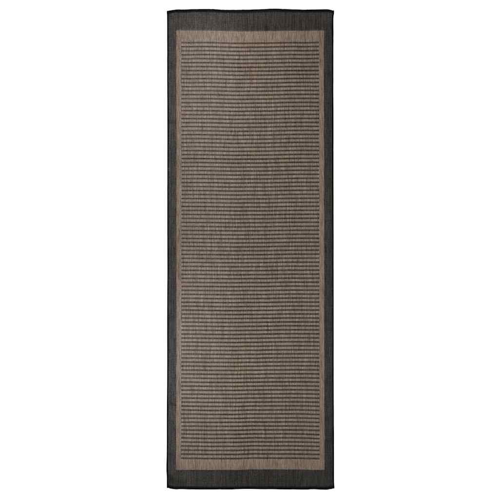 vidaXL Outdoor Flatweave Rug 80x250 cm Dark Brown