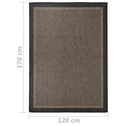 vidaXL Outdoor Flatweave Rug 120x170 cm Dark Brown