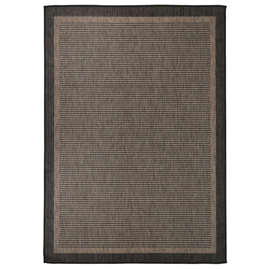 vidaXL Outdoor Flatweave Rug 140x200 cm Dark Brown