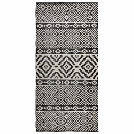 vidaXL Outdoor Flatweave Rug 80x150 cm Black Stripes