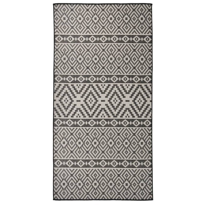 vidaXL Outdoor Flatweave Rug 100x200 cm Black Stripes