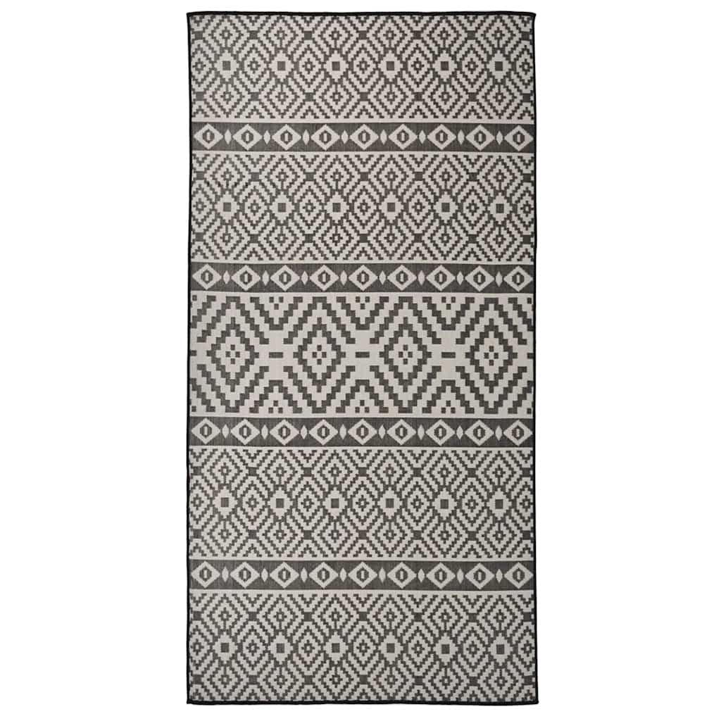 vidaXL Outdoor Flatweave Rug 100x200 cm Black Stripes