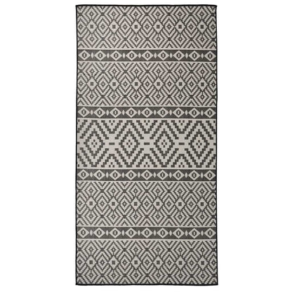 vidaXL Outdoor Flatweave Rug 100x200 cm Black Stripes