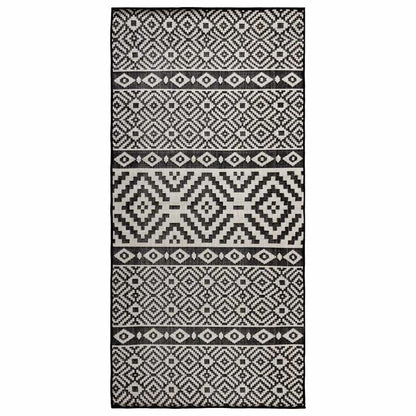 vidaXL Outdoor Flatweave Rug 100x200 cm Black Stripes
