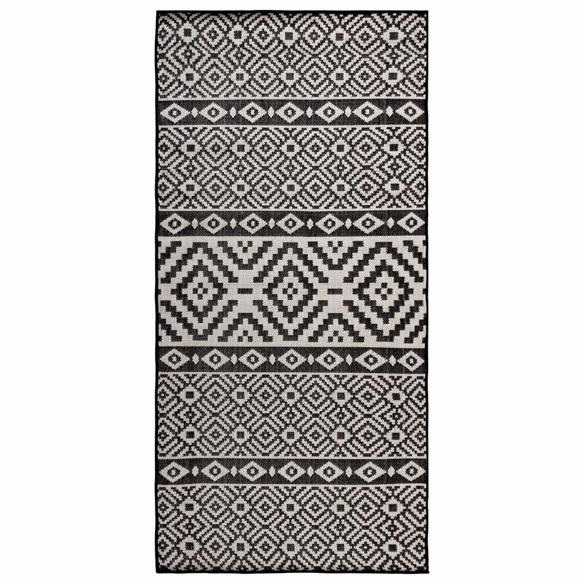 vidaXL Outdoor Flatweave Rug 100x200 cm Black Stripes