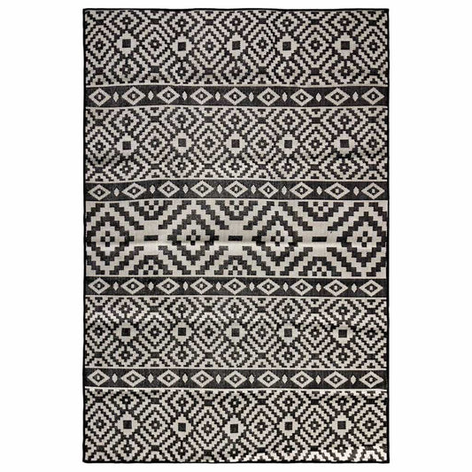 vidaXL Outdoor Flatweave Rug 120x170 cm Black Stripes