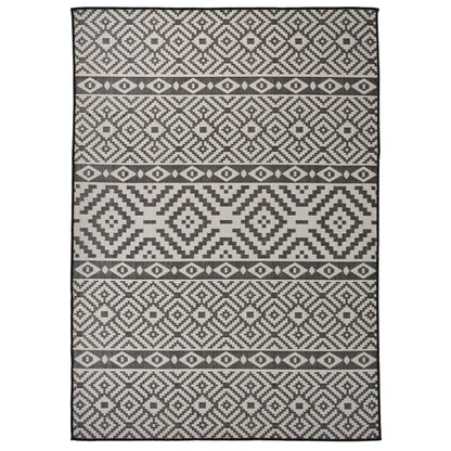 vidaXL Outdoor Flatweave Rug 120x170 cm Black Stripes