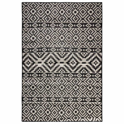 vidaXL Outdoor Flatweave Rug 200x280 cm Black Stripes