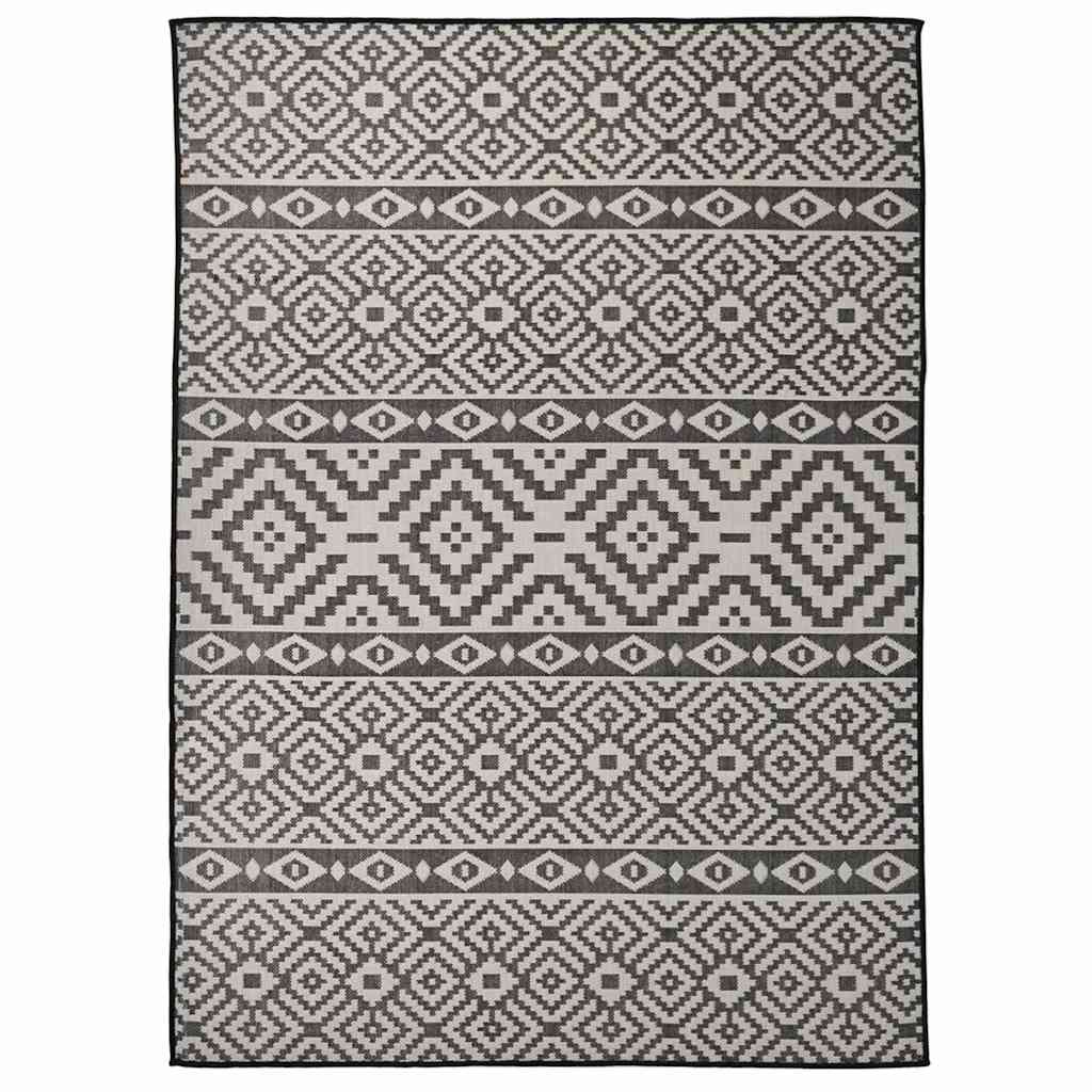 vidaXL Outdoor Flatweave Rug 200x280 cm Black Stripes