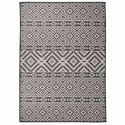 vidaXL Outdoor Flatweave Rug 200x280 cm Black Stripes