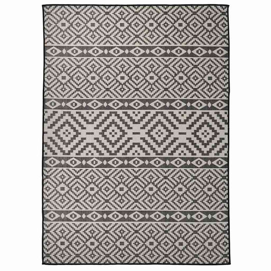 vidaXL Outdoor Flatweave Rug 200x280 cm Black Stripes