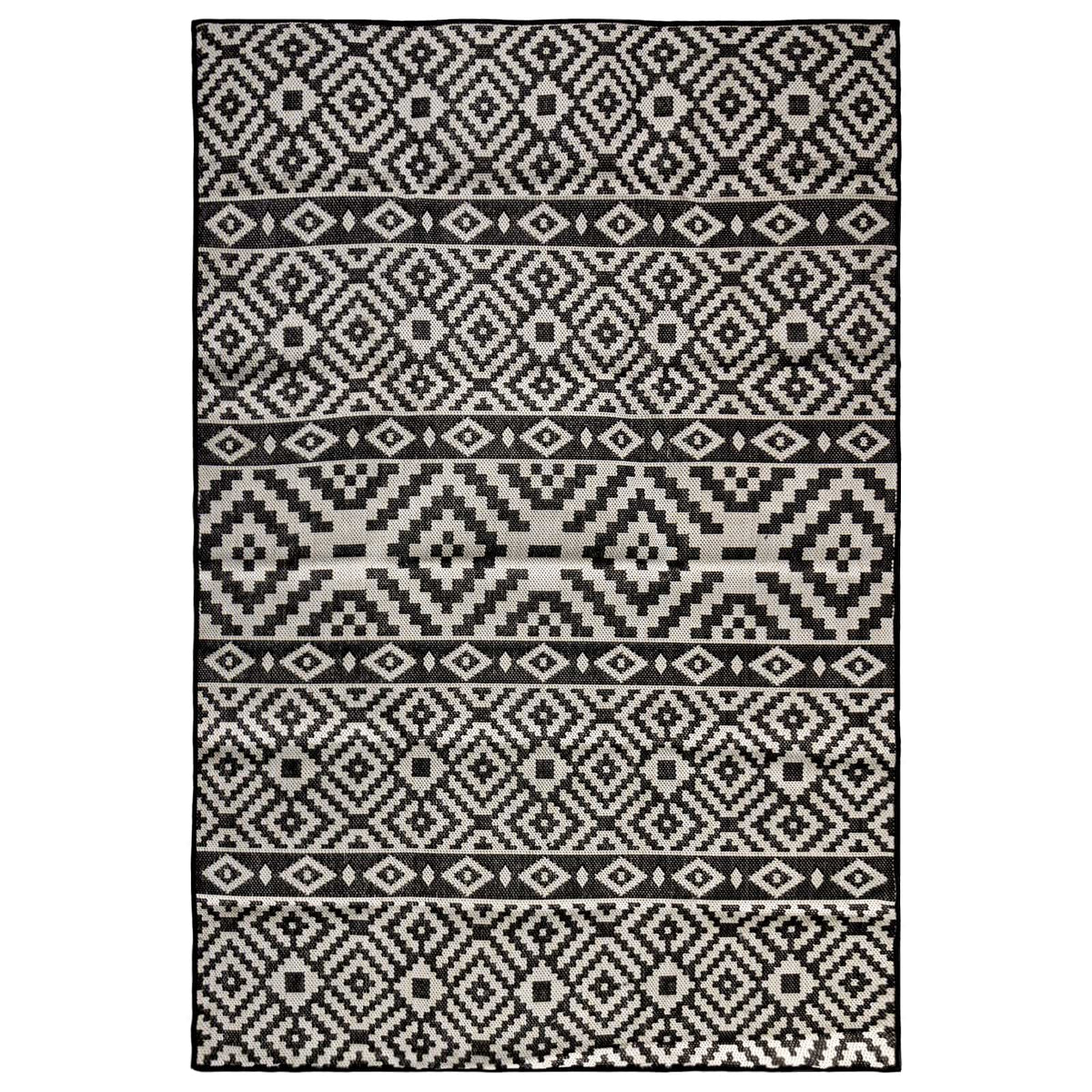 vidaXL Outdoor Flatweave Rug 200x280 cm Black Stripes