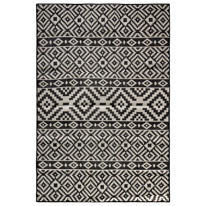 vidaXL Outdoor Flatweave Rug 200x280 cm Black Stripes
