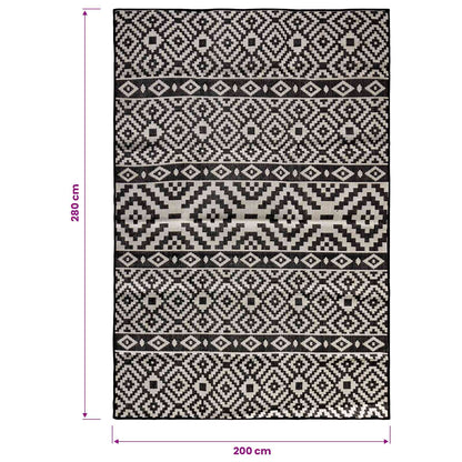vidaXL Outdoor Flatweave Rug 200x280 cm Black Stripes