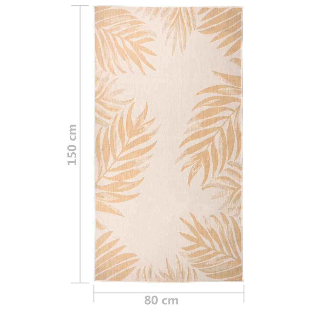 vidaXL Outdoor Flatweave Rug 80x150 cm Leaf Pattern