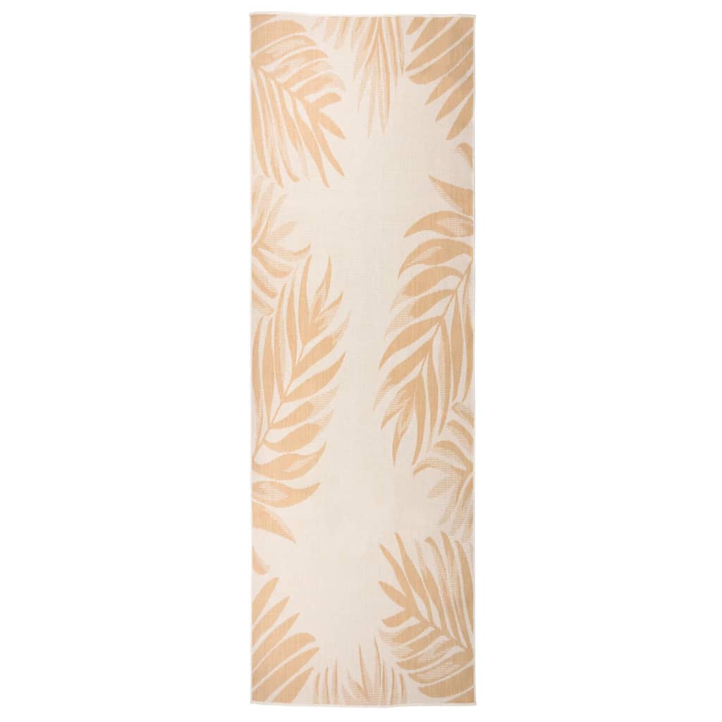 vidaXL Outdoor Flatweave Rug 80x250 cm Leaf Pattern
