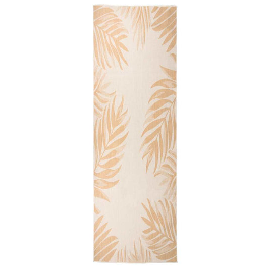 vidaXL Outdoor Flatweave Rug 80x250 cm Leaf Pattern