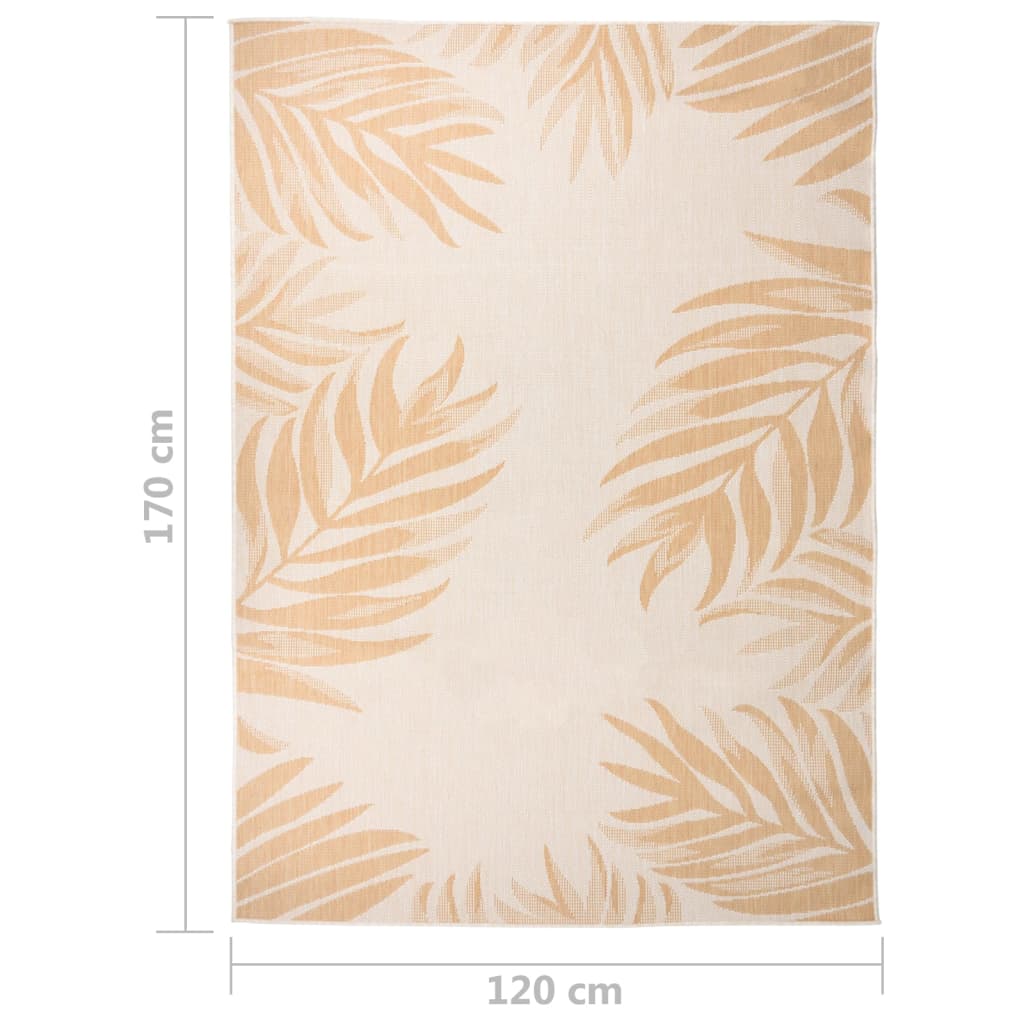 vidaXL Outdoor Flatweave Rug 120x170 cm Leaf Pattern