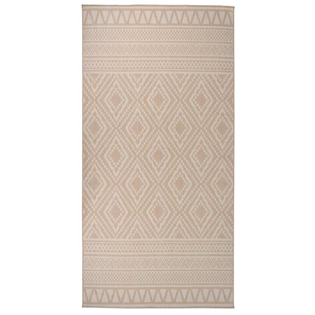 vidaXL Outdoor Flatweave Rug 100x200 cm Brown Stripes