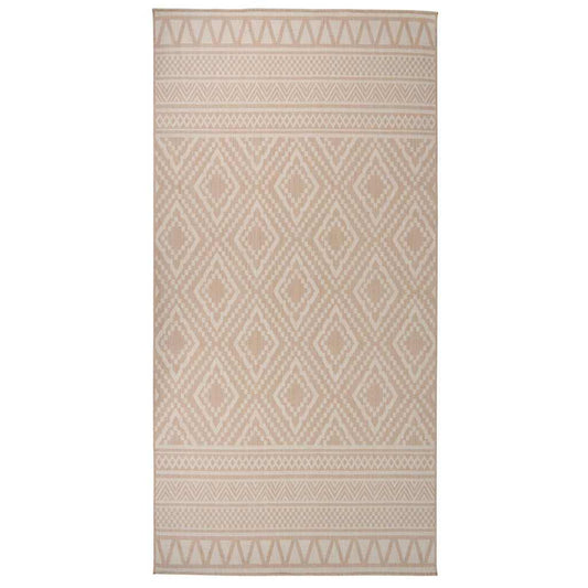 vidaXL Outdoor Flatweave Rug 100x200 cm Brown Stripes