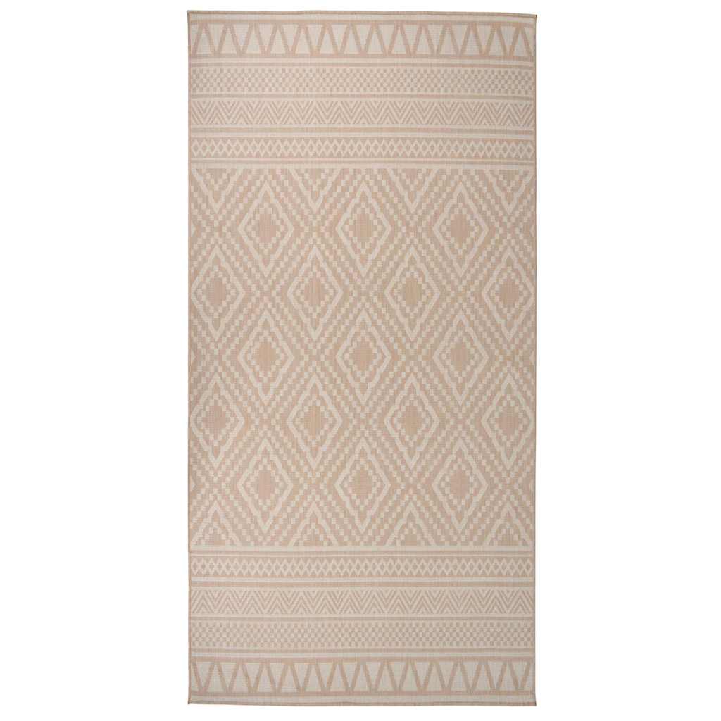 vidaXL Outdoor Flatweave Rug 100x200 cm Brown Stripes