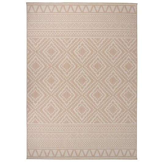 vidaXL Outdoor Flatweave Rug 140x200 cm Brown Stripes