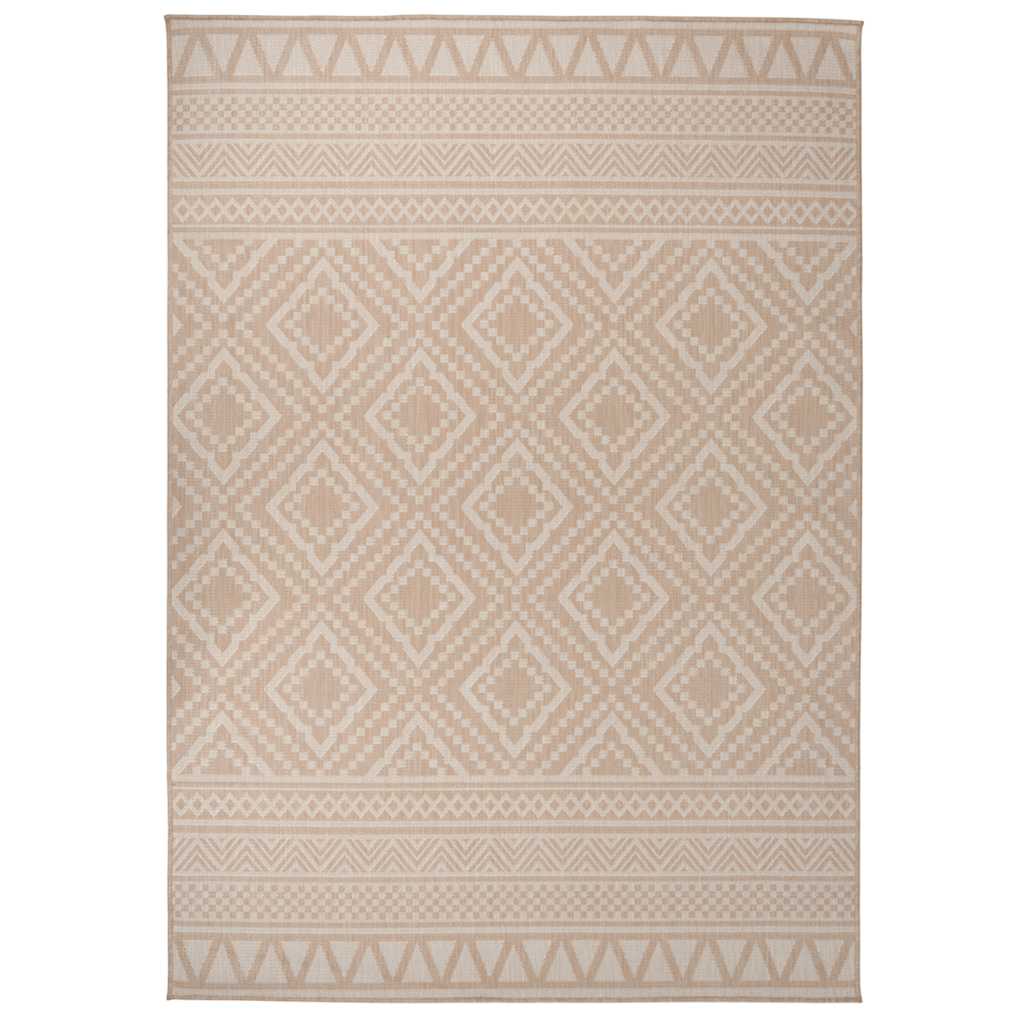 vidaXL Outdoor Flatweave Rug 140x200 cm Brown Stripes
