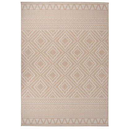 vidaXL Outdoor Flatweave Rug 140x200 cm Brown Stripes
