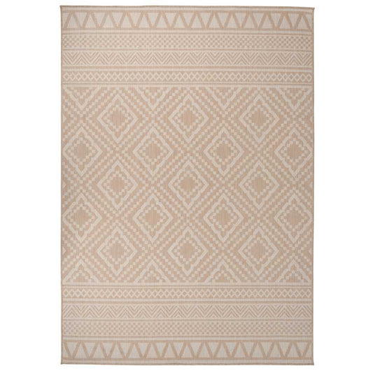 vidaXL Outdoor Flatweave Rug 140x200 cm Brown Stripes