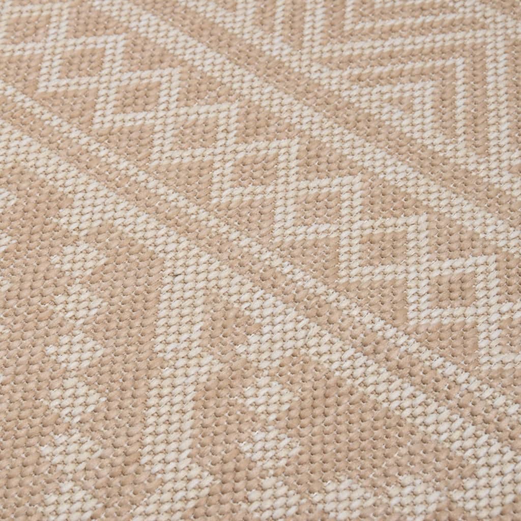 vidaXL Outdoor Flatweave Rug 140x200 cm Brown Stripes