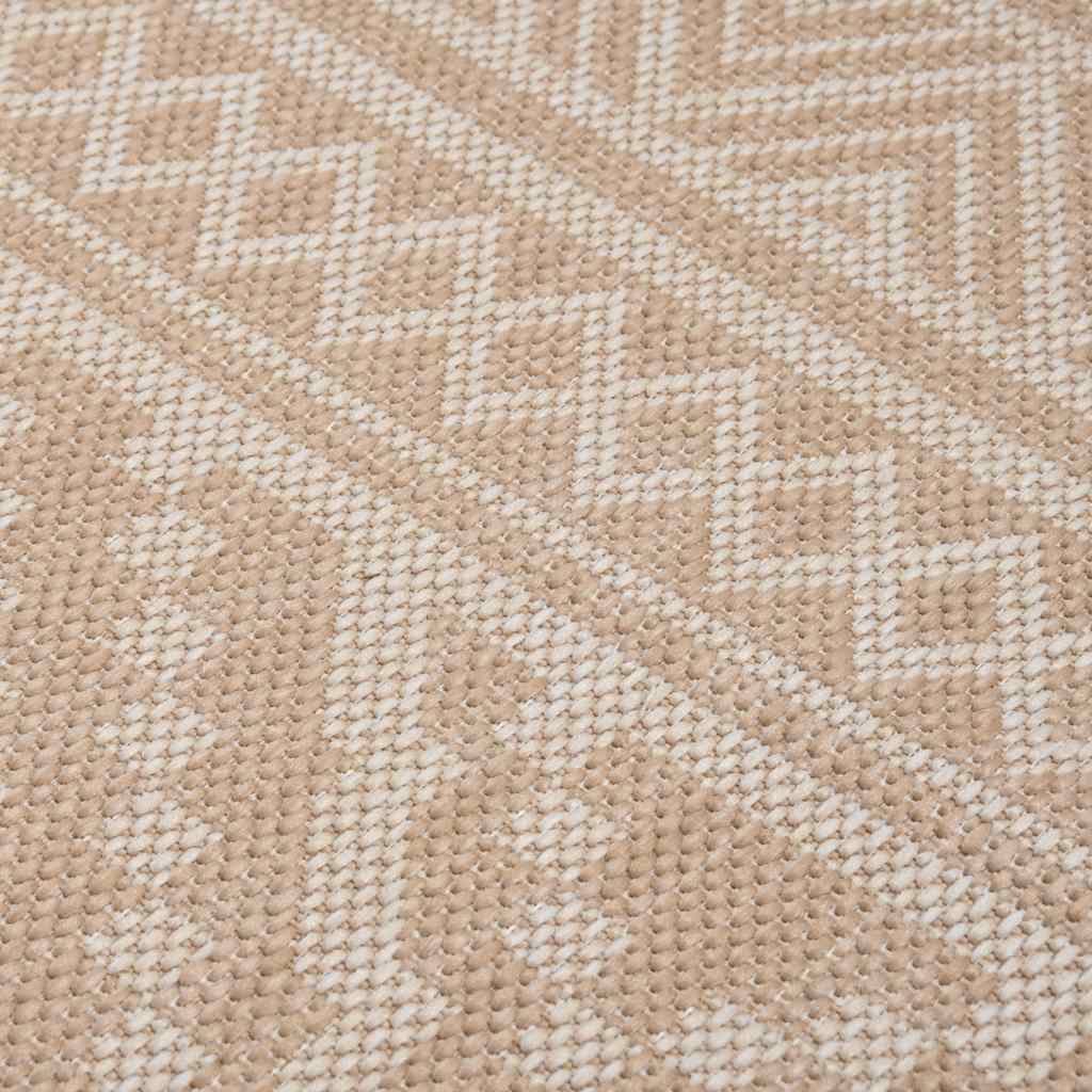vidaXL Outdoor Flatweave Rug 140x200 cm Brown Stripes