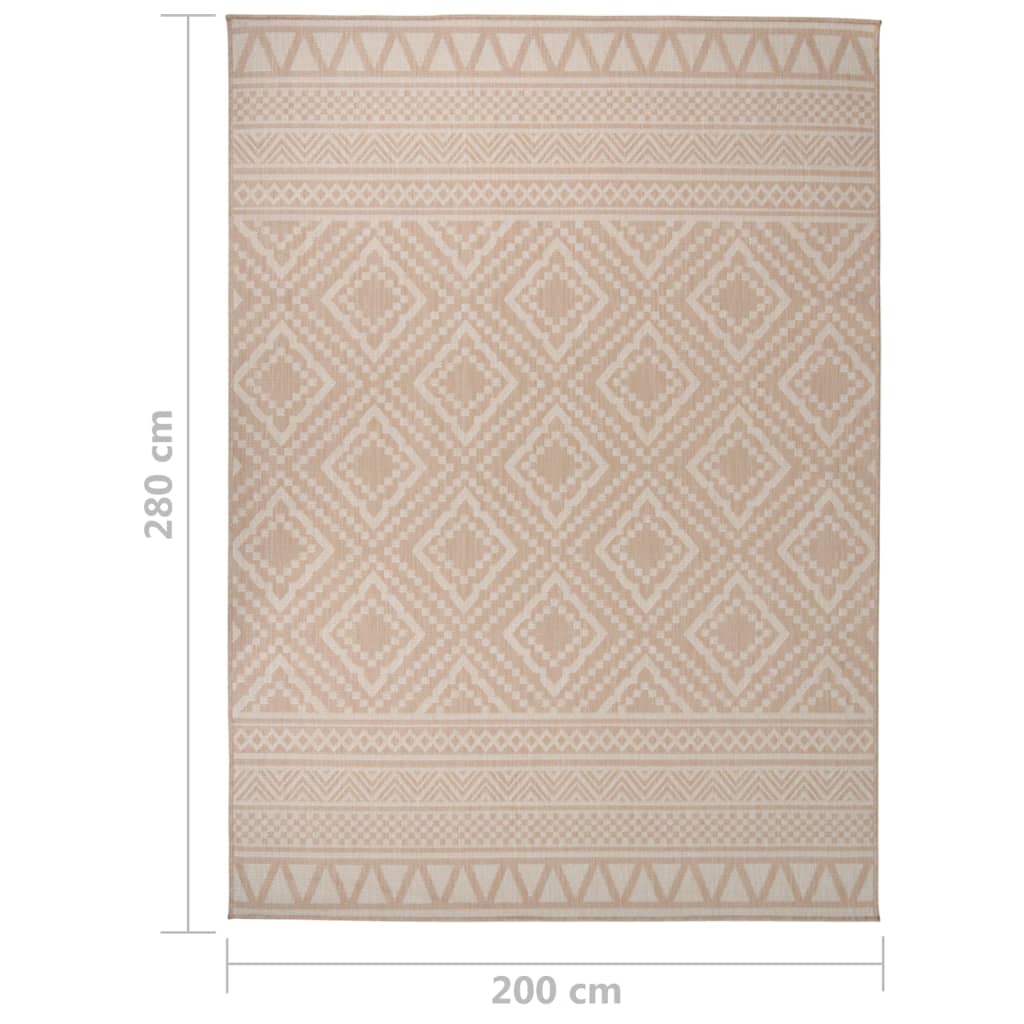 vidaXL Outdoor Flatweave Rug 200x280 cm Brown Stripes