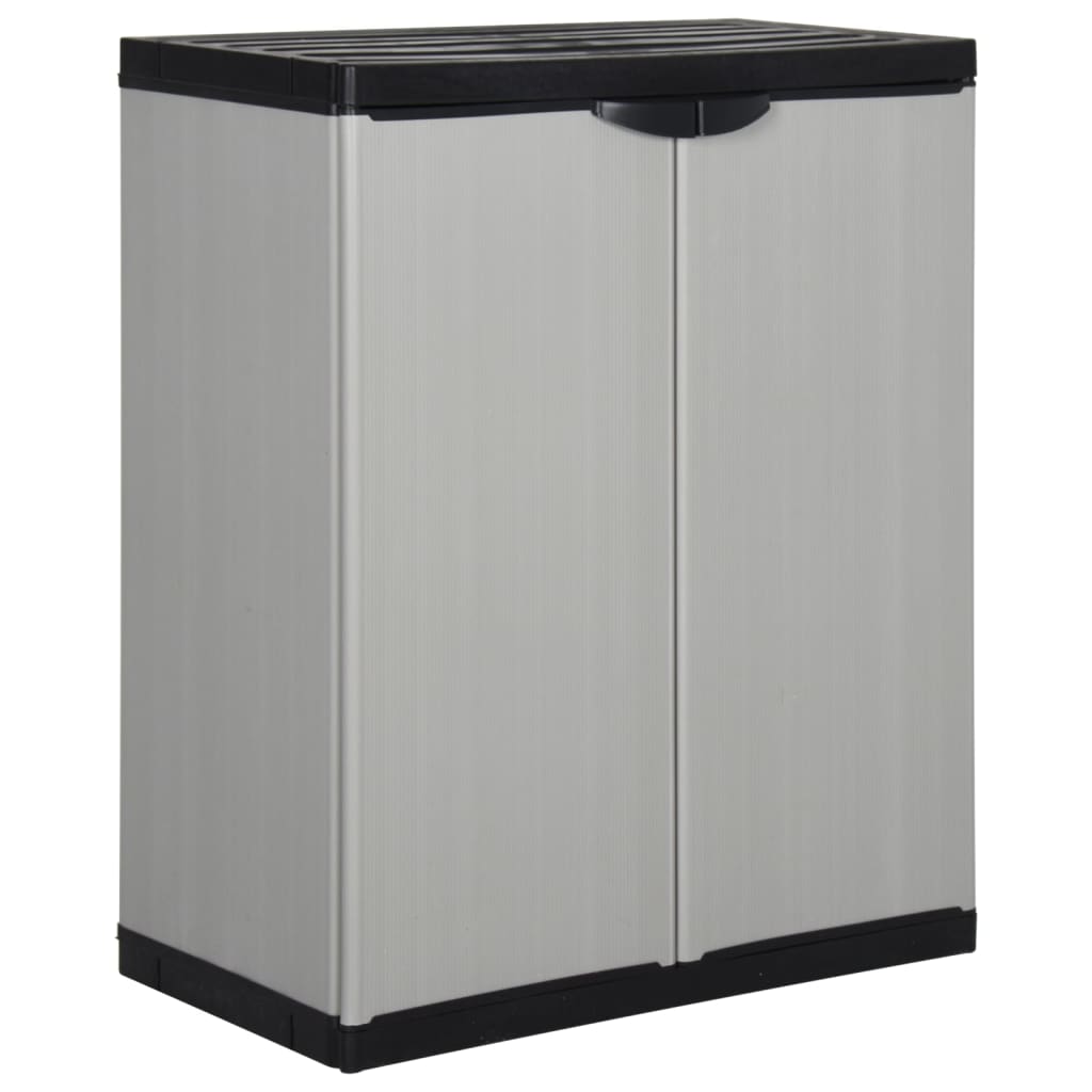 vidaXL Garden Storage Cabinet with 1 Shelf Grey and Black 68x40x85 cm
