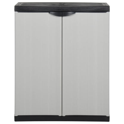 vidaXL Garden Storage Cabinet with 1 Shelf Grey and Black 68x40x85 cm
