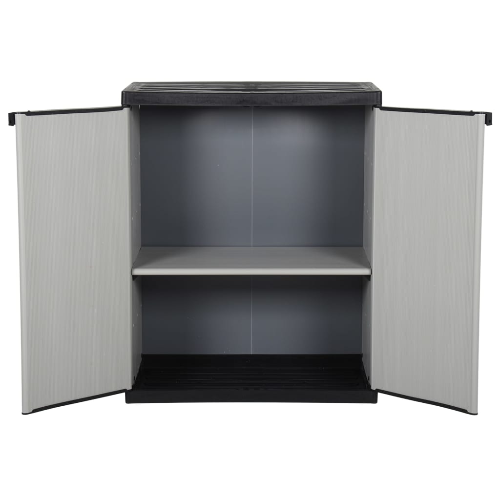 vidaXL Garden Storage Cabinet with 1 Shelf Grey and Black 68x40x85 cm