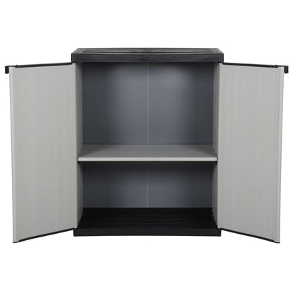 vidaXL Garden Storage Cabinet with 1 Shelf Grey and Black 68x40x85 cm