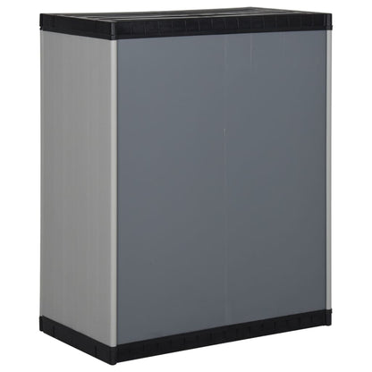 vidaXL Garden Storage Cabinet with 1 Shelf Grey and Black 68x40x85 cm