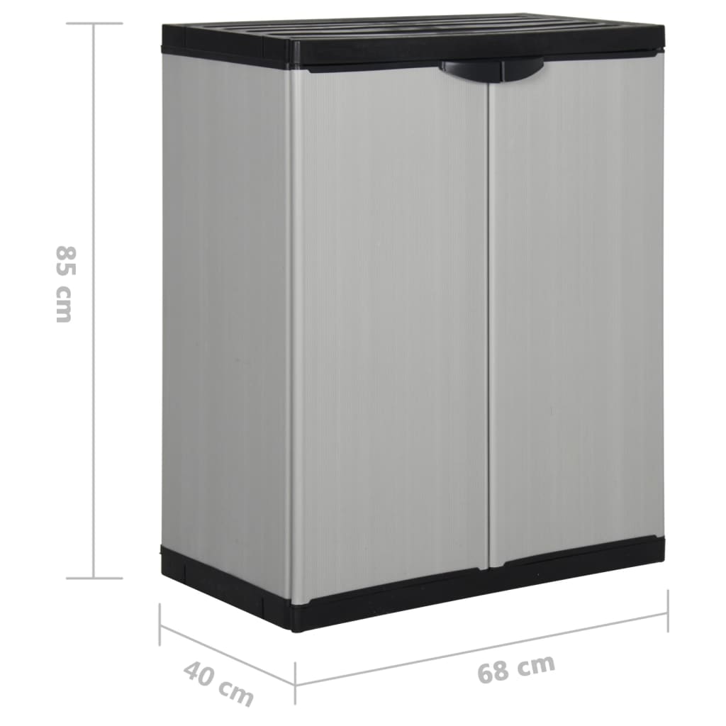 vidaXL Garden Storage Cabinet with 1 Shelf Grey and Black 68x40x85 cm