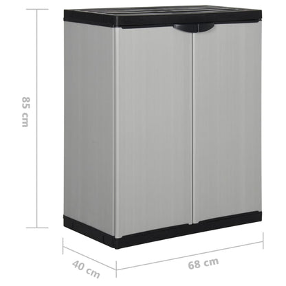 vidaXL Garden Storage Cabinet with 1 Shelf Grey and Black 68x40x85 cm