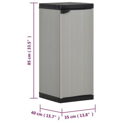 vidaXL Garden Storage Cabinet with 1 Shelf Grey and Black 35x40x85 cm