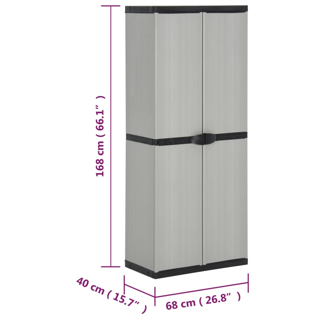 vidaXL Garden Storage Cabinet | Grey | PVC | Medium | Garden Storage Cabinet